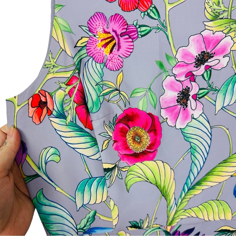 Ann Taylor Jungle Floral Print Fit & Flare Sleeveless Crepe Spring Mini Dress 6 - Picture 7 of 13